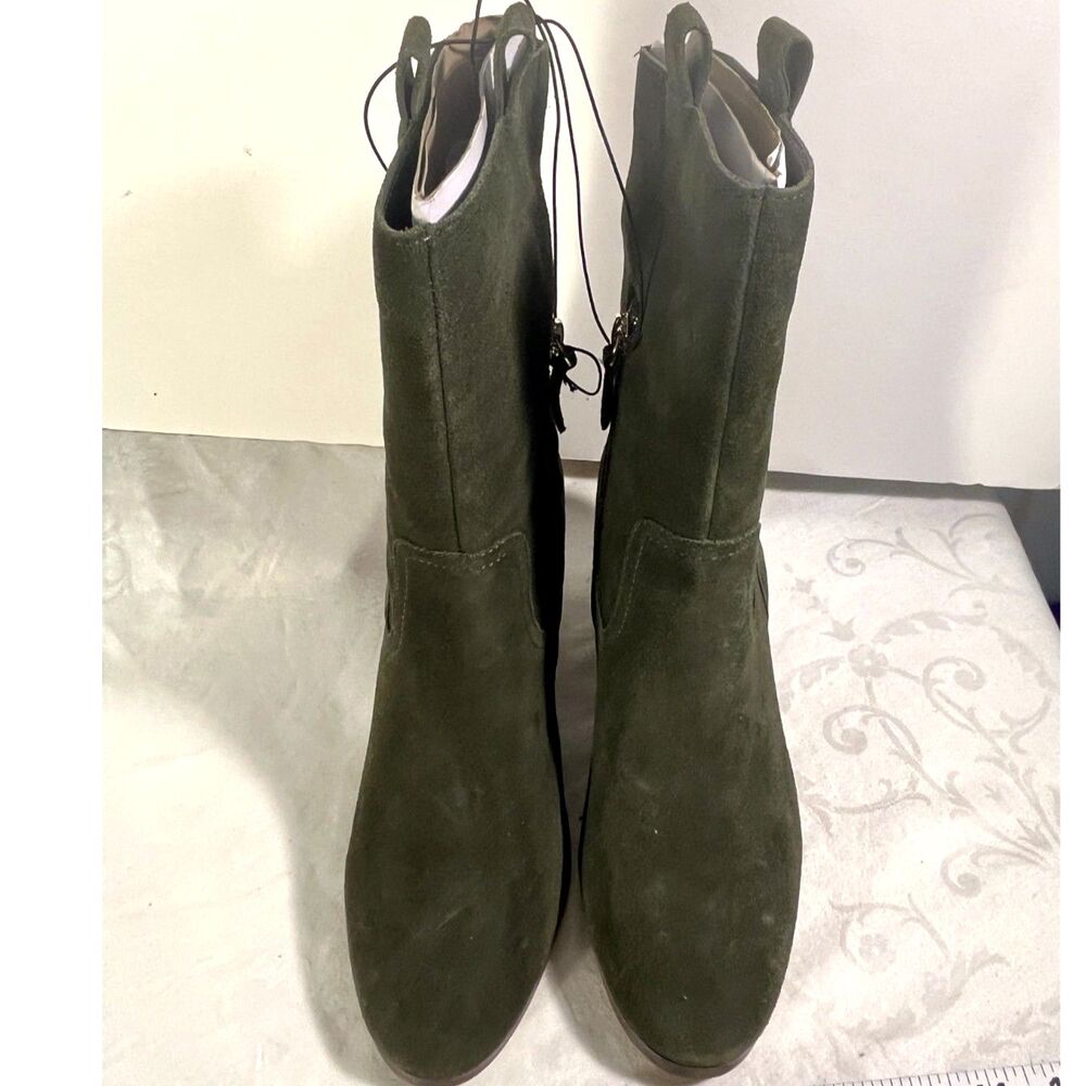 New Violet & Red Hunter Green Suede Midcalf Boots Size 8 1/2 - Picture 2 of 4